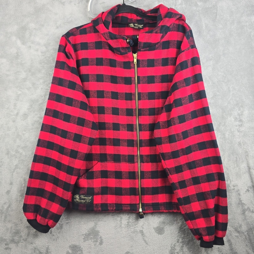 The Vermont Flannel Company Hooded Jacket Small Red Buffalo Full Zip Gorpcore